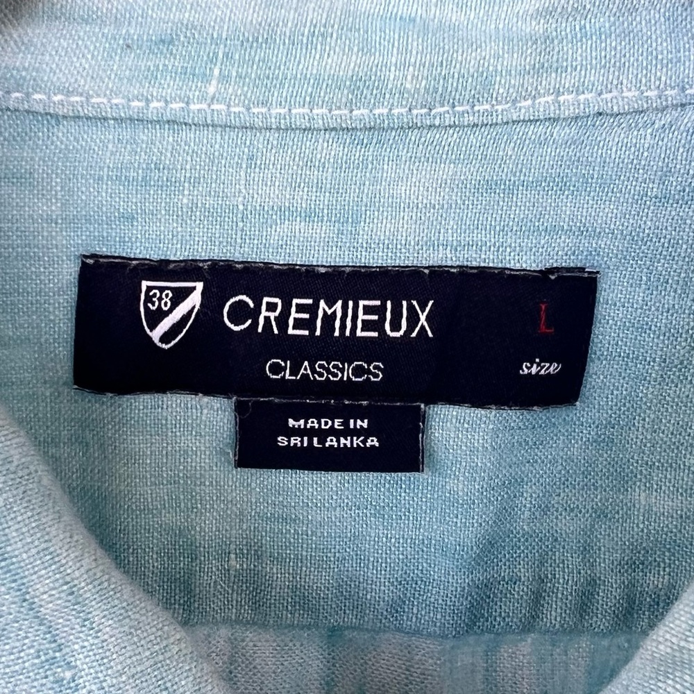 Cremieux 100% Linen Classics Shirt Men’s Short Sleeve Button Up Light Blue Large - Picture 3 of 13
